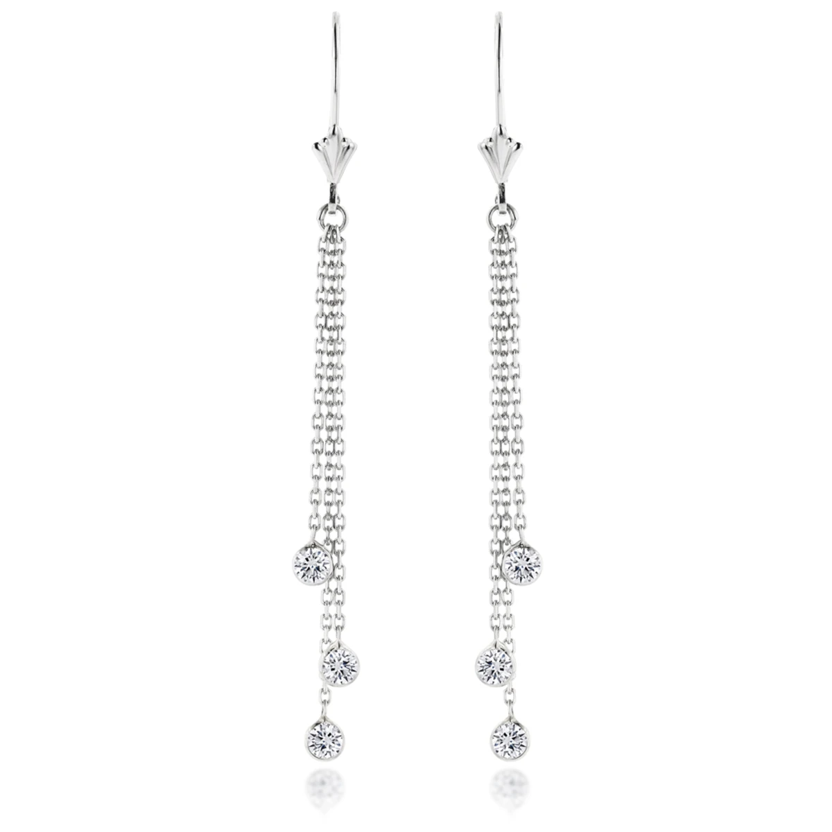 Ladies Chandelier Earrings With Diamonds By The Yard 0.6ct 14K White Gold 1 Ladies Chandelier Earrings With Diamonds By The Yard 0.6ct 14K White Gold