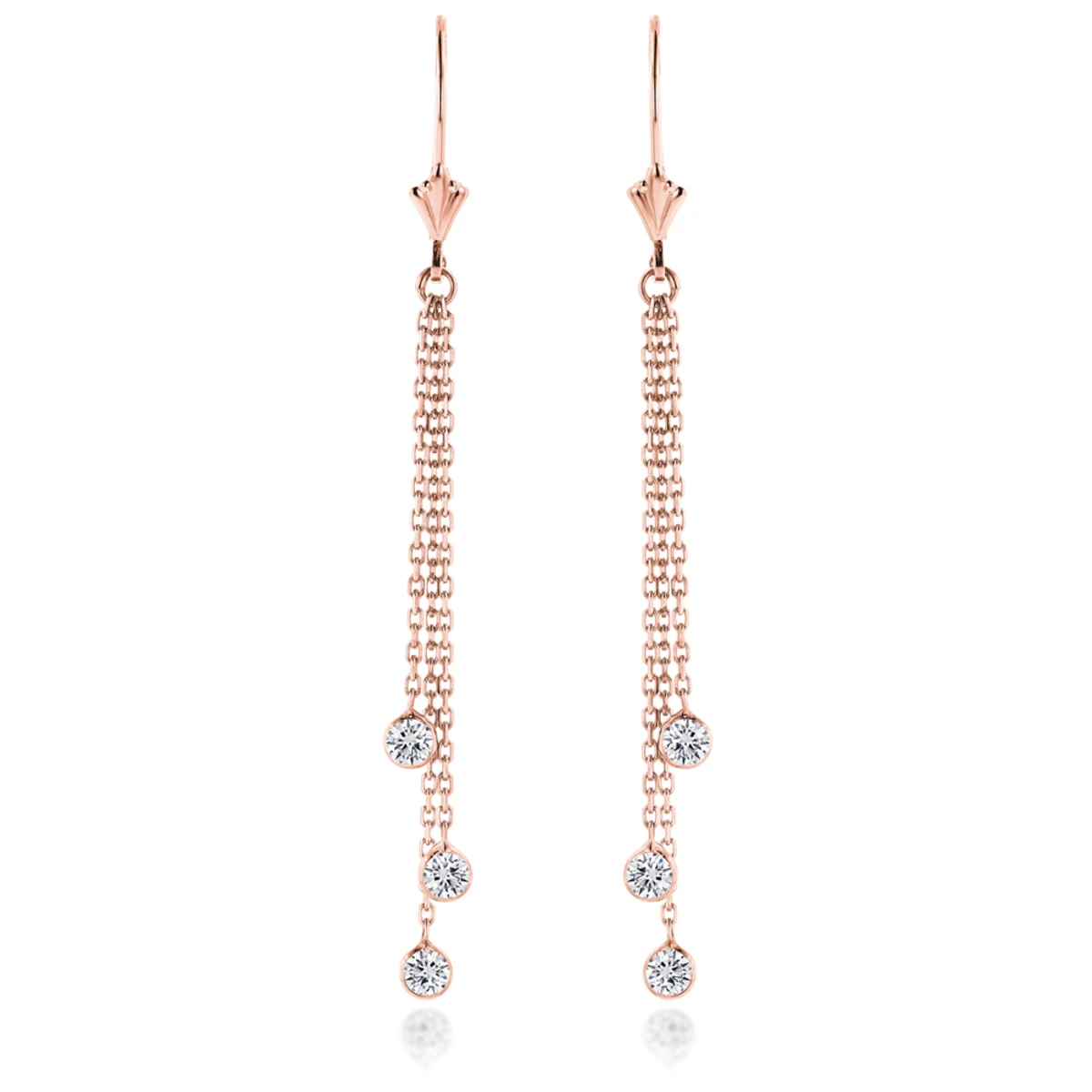 Ladies Chandelier Earrings With Diamonds By The Yard 0.6ct 14K White Gold 3 Ladies Chandelier Earrings With Diamonds By The Yard 0.6ct 14K White Gold - Image 3