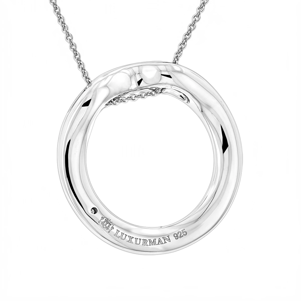 Ladies Diamond Circle Pendant In Sterling Silver Luxurman Love Quotes 2 Ladies Diamond Circle Pendant In Sterling Silver Luxurman Love Quotes - Image 2