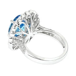 Blue Topaz Engagement Cocktail Ring 2.2ct 14K White Gold -Luxurman ladies diamond cocktail rings blue topaz engagement ring 22ct 14k gold backwh