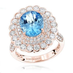 Blue Topaz Engagement Cocktail Ring 2.2ct 14K White Gold -Luxurman ladies diamond cocktail rings blue topaz engagement ring 22ct 14k gold ro