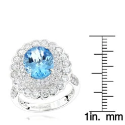 Blue Topaz Engagement Cocktail Ring 2.2ct 14K White Gold -Luxurman ladies diamond cocktail rings blue topaz engagement ring 22ct 14k gold rulerwh