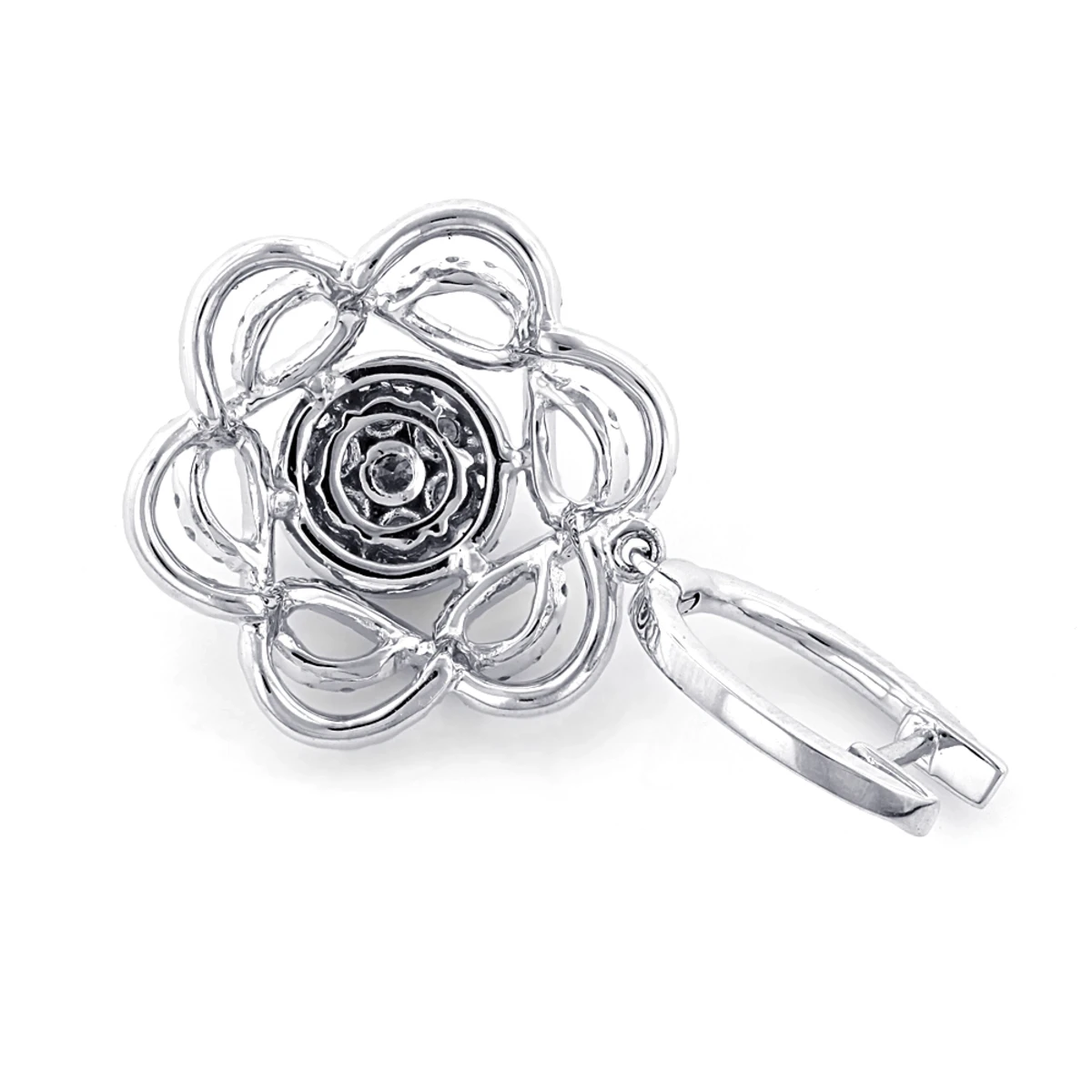 Ladies Diamond Flower Drop Earrings 2.9ct 14K White Gold Unique Design 2 Ladies Diamond Flower Drop Earrings 2.9ct 14K White Gold Unique Design - Image 2