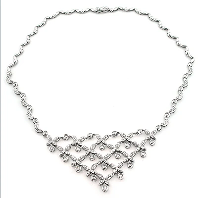 Ladies Diamond Designer Flower Necklace 4.5ct 14K White Gold 1 Ladies Diamond Designer Flower Necklace 4.5ct 14K White Gold