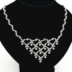 Ladies Diamond Designer Flower Necklace 4.5ct 14K White Gold 7 Ladies Diamond Designer Flower Necklace 4.5ct 14K White Gold -Luxurman ladies diamond necklaces designer flower necklace 45ct 14k 4