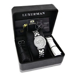 Ladies Diamond Watch 3ct Luxurman Diamond Watch -Luxurman ladies diamond watch 3ct luxurman diamond watch p 43369box