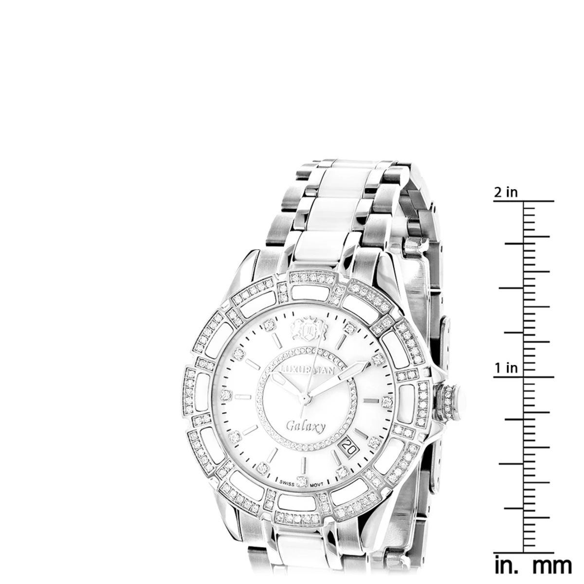 Ladies Diamond Luxurman White Ceramic Watch 1.25ct MOP Galaxy 5 Ladies Diamond Luxurman White Ceramic Watch 1.25ct MOP Galaxy - Image 5
