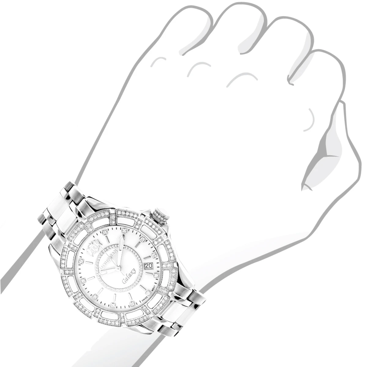 Ladies Diamond Luxurman White Ceramic Watch 1.25ct MOP Galaxy 3 Ladies Diamond Luxurman White Ceramic Watch 1.25ct MOP Galaxy - Image 3