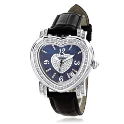 Ladies Diamond Watch Luxurman Blue Heart