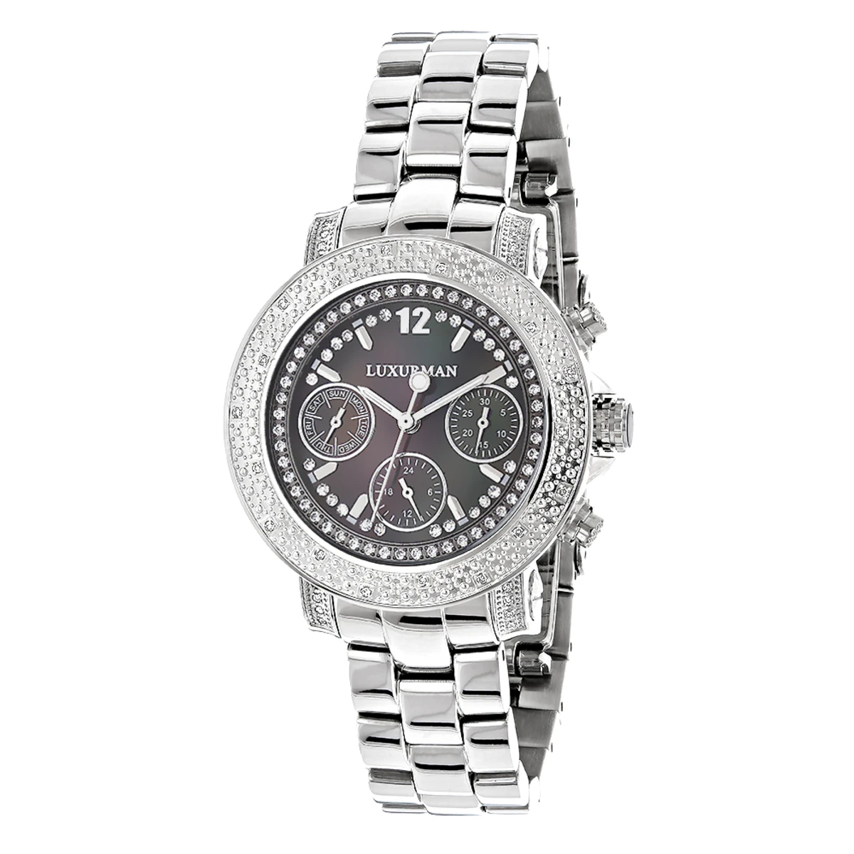 Ladies Genuine Diamond Watch By LUXURMAN 0.3ct Black MOP 1 Ladies Genuine Diamond Watch By LUXURMAN 0.3ct Black MOP