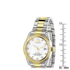 Ladies Luxurman Tribeca Two Tone Yellow Gold Plated Diamond Watch 1.5ct -Luxurman ladies luxurman tribeca two tone gold plated diamond watch 15ct ruler