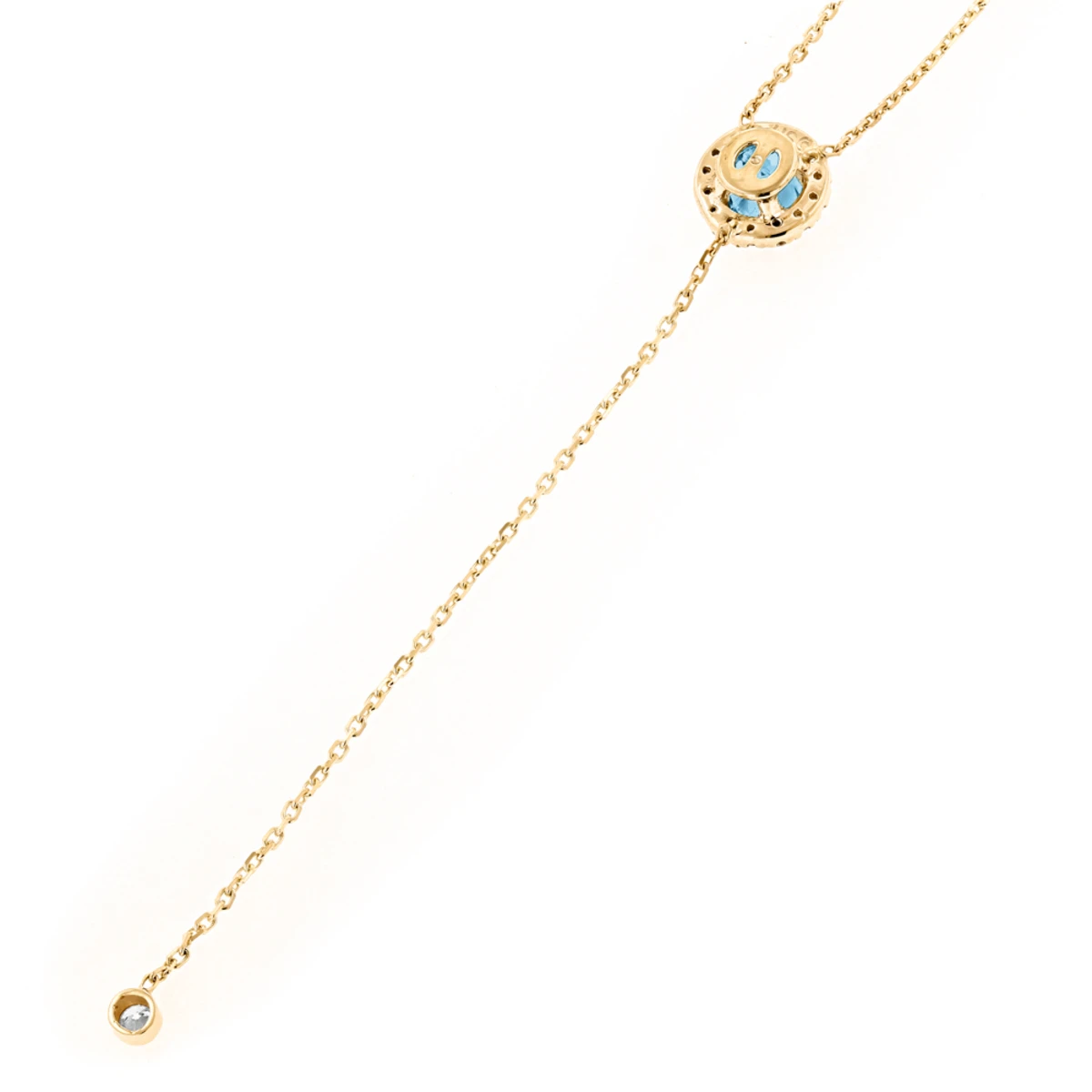 Ladies March Birthstone Customizable 14K Yellow Gold Diamond Aquamarine Y Necklace 4 Ladies March Birthstone Customizable 14K Yellow Gold Diamond Aquamarine Y Necklace - Image 4