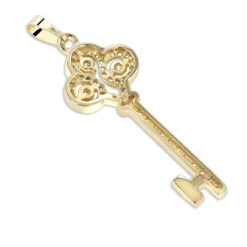 Ladies Necklaces 14K Yellow Gold Diamond Key Pendant 2 Carats 9 Ladies Necklaces 14K Yellow Gold Diamond Key Pendant 2 Carats -Luxurman ladies necklaces 14k gold diamond key pendant 200ct p 7098 backye