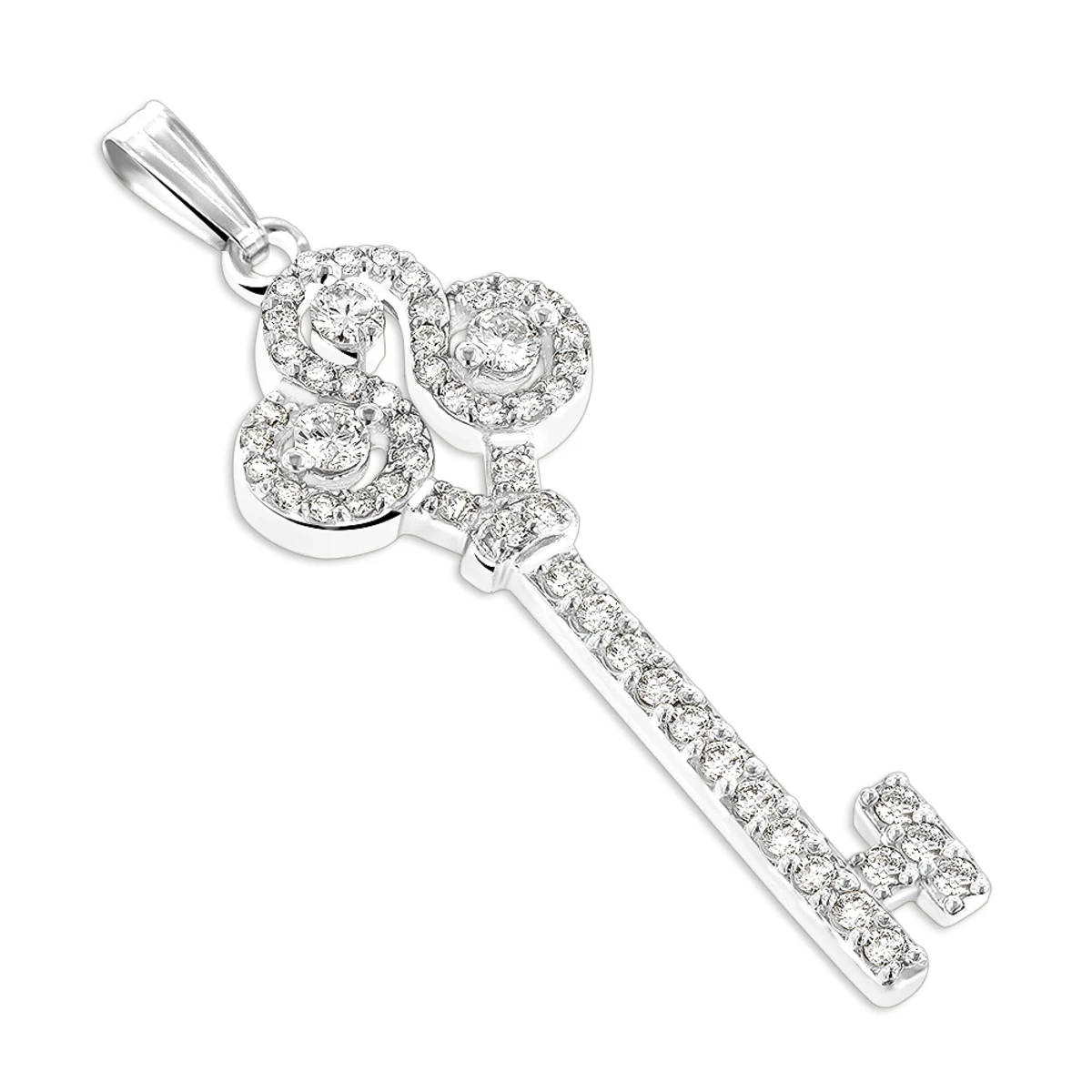 Ladies Necklaces 14K Yellow Gold Diamond Key Pendant 2 Carats 2 Ladies Necklaces 14K Yellow Gold Diamond Key Pendant 2 Carats - Image 2