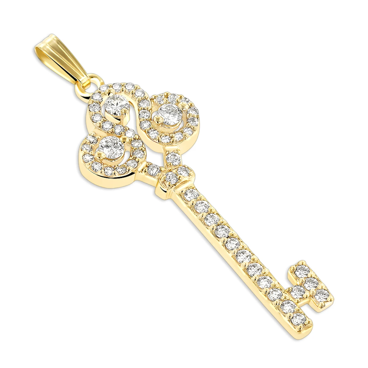 Ladies Necklaces 14K Yellow Gold Diamond Key Pendant 2 Carats 1 Ladies Necklaces 14K Yellow Gold Diamond Key Pendant 2 Carats