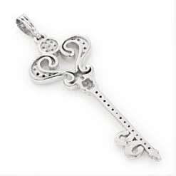Ladies Pendants 14K White Gold Diamond Key Necklace Pendant 0.70ct -Luxurman ladies pendants 14k gold diamond key necklace 070ct p 7099 backwh