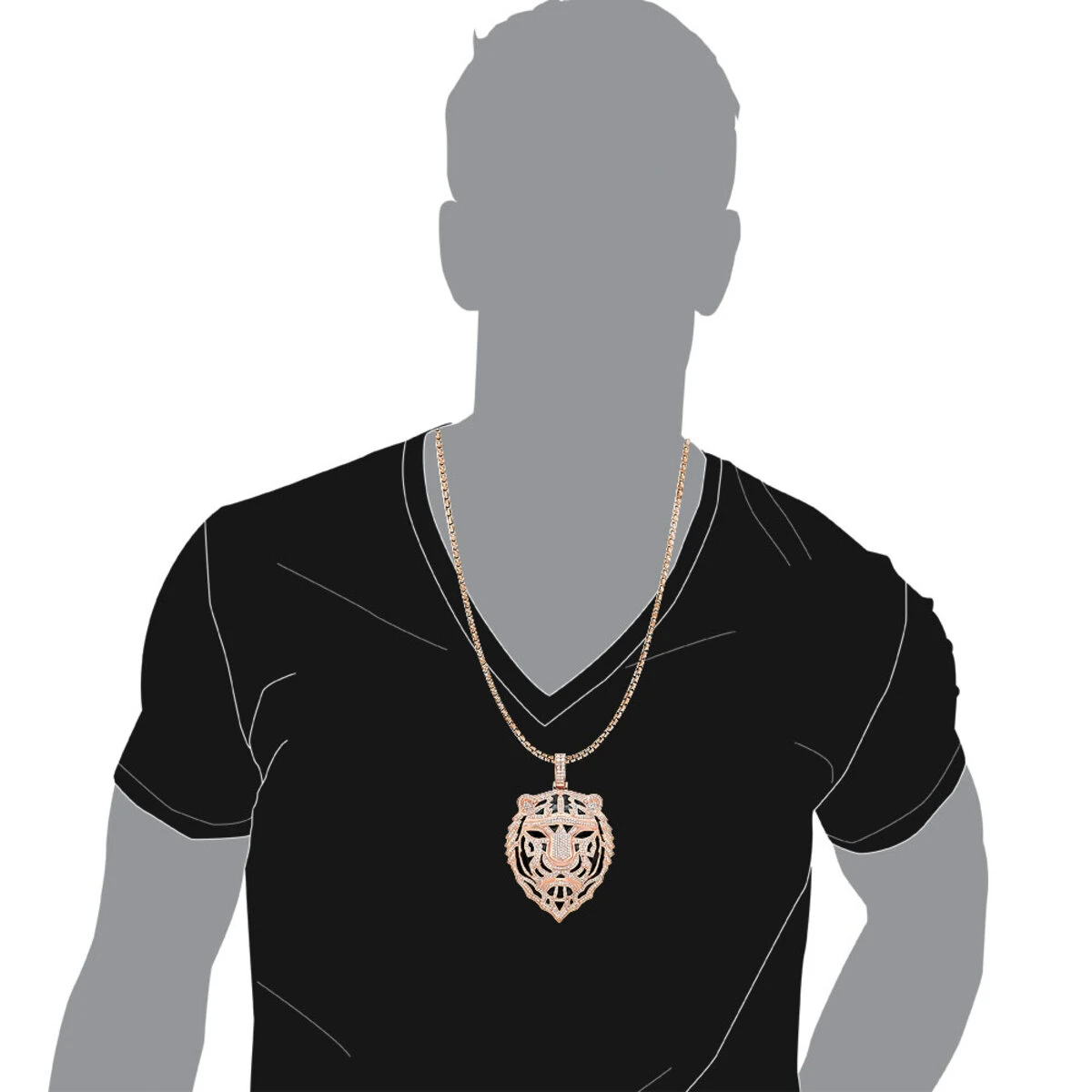 Large 14K Yellow Gold Men's Diamond Tiger Pendant With Black Enamel 10 Carats 9 Large 14K Yellow Gold Men's Diamond Tiger Pendant With Black Enamel 10 Carats - Image 9