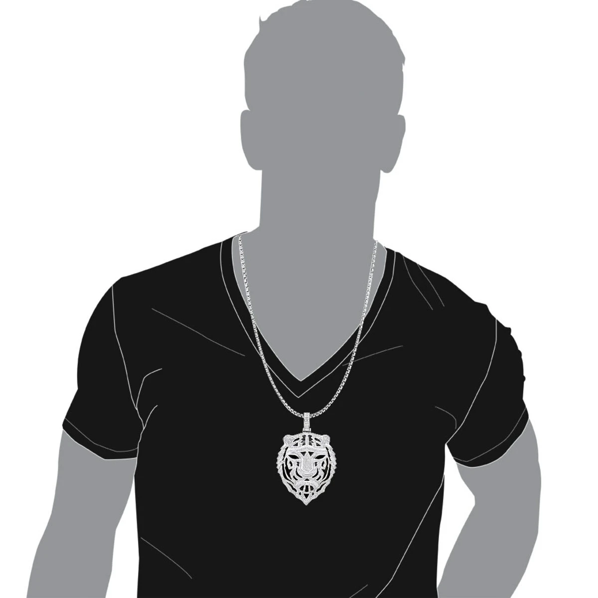 Large 14K Yellow Gold Men's Diamond Tiger Pendant With Black Enamel 10 Carats 7 Large 14K Yellow Gold Men's Diamond Tiger Pendant With Black Enamel 10 Carats - Image 7