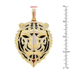 Large 14K Yellow Gold Men's Diamond Tiger Pendant With Black Enamel 10 Carats 22 Large 14K Yellow Gold Men's Diamond Tiger Pendant With Black Enamel 10 Carats -Luxurman large 14k gold mens diamond tiger pendant with black enamel 10 carats 000773 rulerye