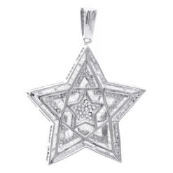 Large 2 Inch Men's Diamond Star Pendant 14K White Gold 5 Carats 11 Large 2 Inch Men's Diamond Star Pendant 14K White Gold 5 Carats -Luxurman large 2 inch mens diamond star pendant 14k white rose yellow gold 5 carats 803233 back white