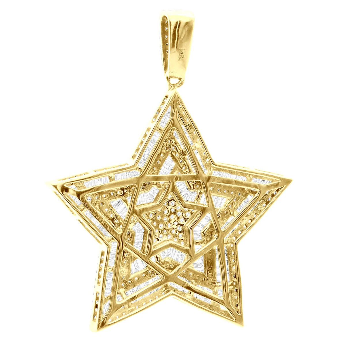 Large 2 Inch Men's Diamond Star Pendant 14K White Gold 5 Carats 5 Large 2 Inch Men's Diamond Star Pendant 14K White Gold 5 Carats - Image 5