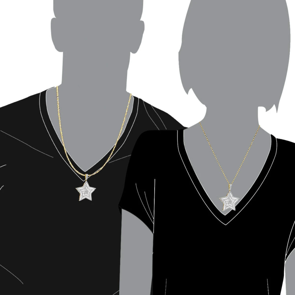 Large 2 Inch Men's Diamond Star Pendant 14K White Gold 5 Carats 7 Large 2 Inch Men's Diamond Star Pendant 14K White Gold 5 Carats - Image 7