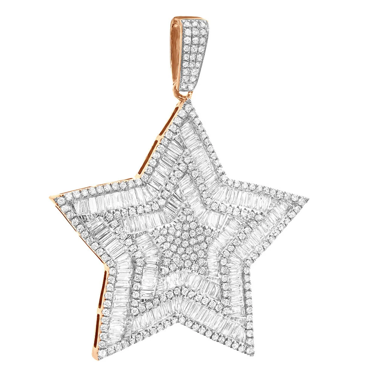 Large 2 Inch Men's Diamond Star Pendant 14K White Gold 5 Carats 2 Large 2 Inch Men's Diamond Star Pendant 14K White Gold 5 Carats - Image 2