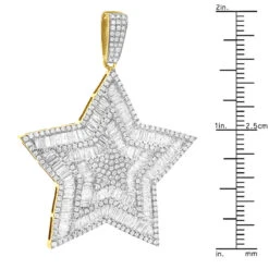 Large 2 Inch Men's Diamond Star Pendant 14K White Gold 5 Carats 15 Large 2 Inch Men's Diamond Star Pendant 14K White Gold 5 Carats -Luxurman large 2 inch mens diamond star pendant 14k white rose yellow gold 5 carats 803233 ruler yellow