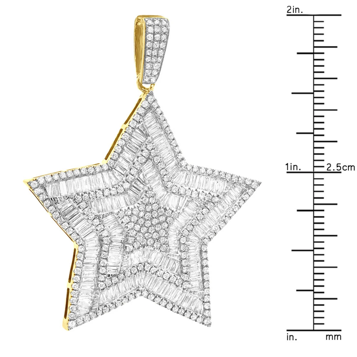 Large 2 Inch Men's Diamond Star Pendant 14K White Gold 5 Carats 8 Large 2 Inch Men's Diamond Star Pendant 14K White Gold 5 Carats - Image 8