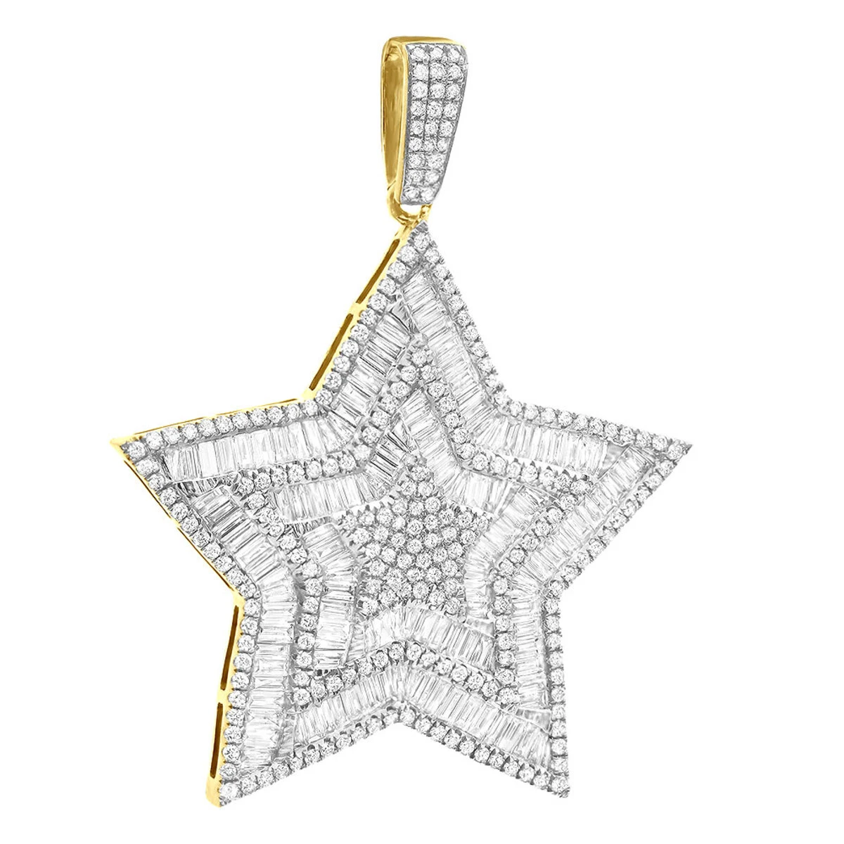 Large 2 Inch Men's Diamond Star Pendant 14K White Gold 5 Carats 3 Large 2 Inch Men's Diamond Star Pendant 14K White Gold 5 Carats - Image 3