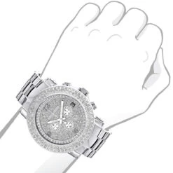 Large 2 Row Diamond Bezel Luxurman Watch 5ct New Arrival Oversized -Luxurman large 2 row diamond bezel luxurman watch 5ct new arrival 3