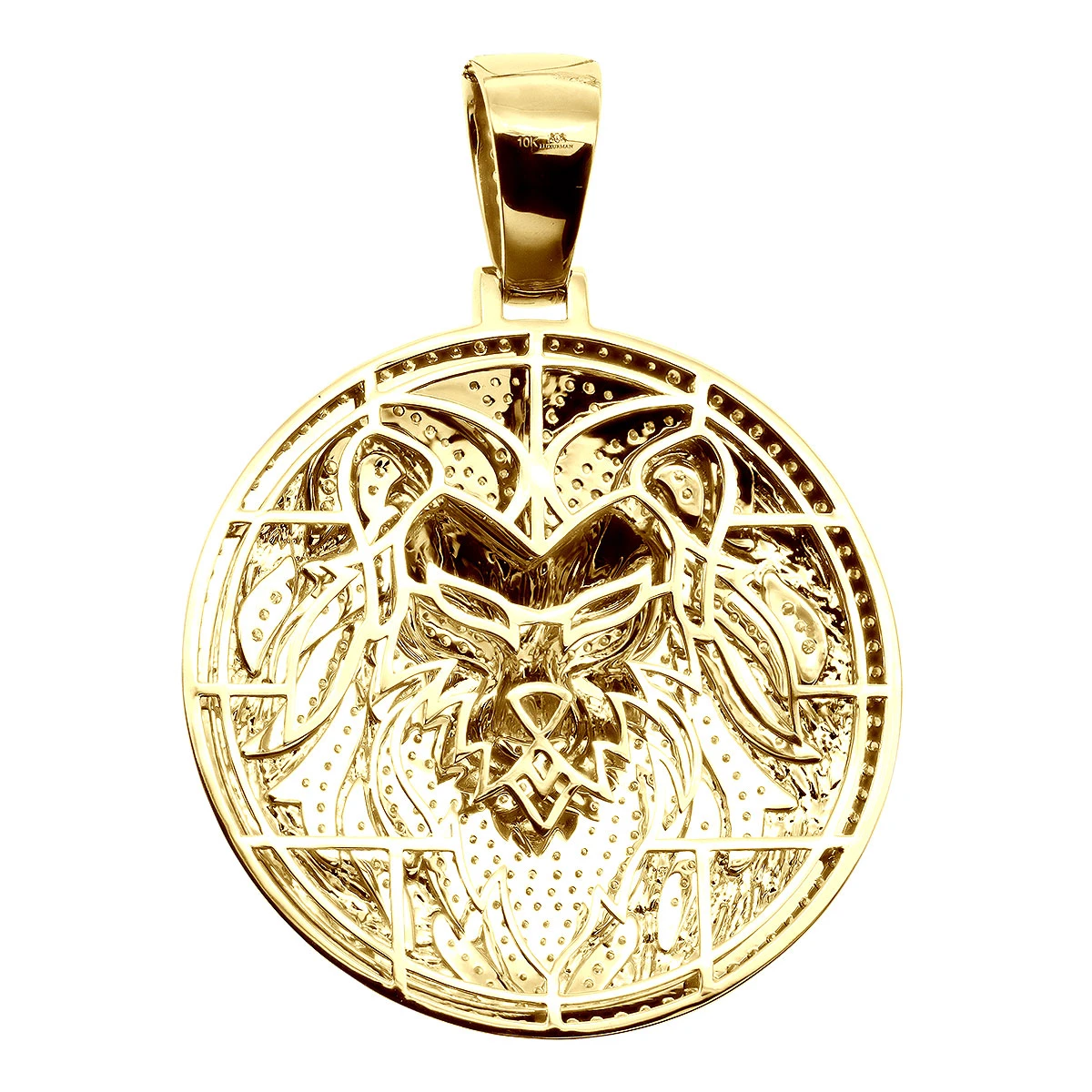 Large 4in Diamond Lion Pendant For Men 14K Yellow Gold Medallion 10 Carats 4 Large 4in Diamond Lion Pendant For Men 14K Yellow Gold Medallion 10 Carats - Image 4