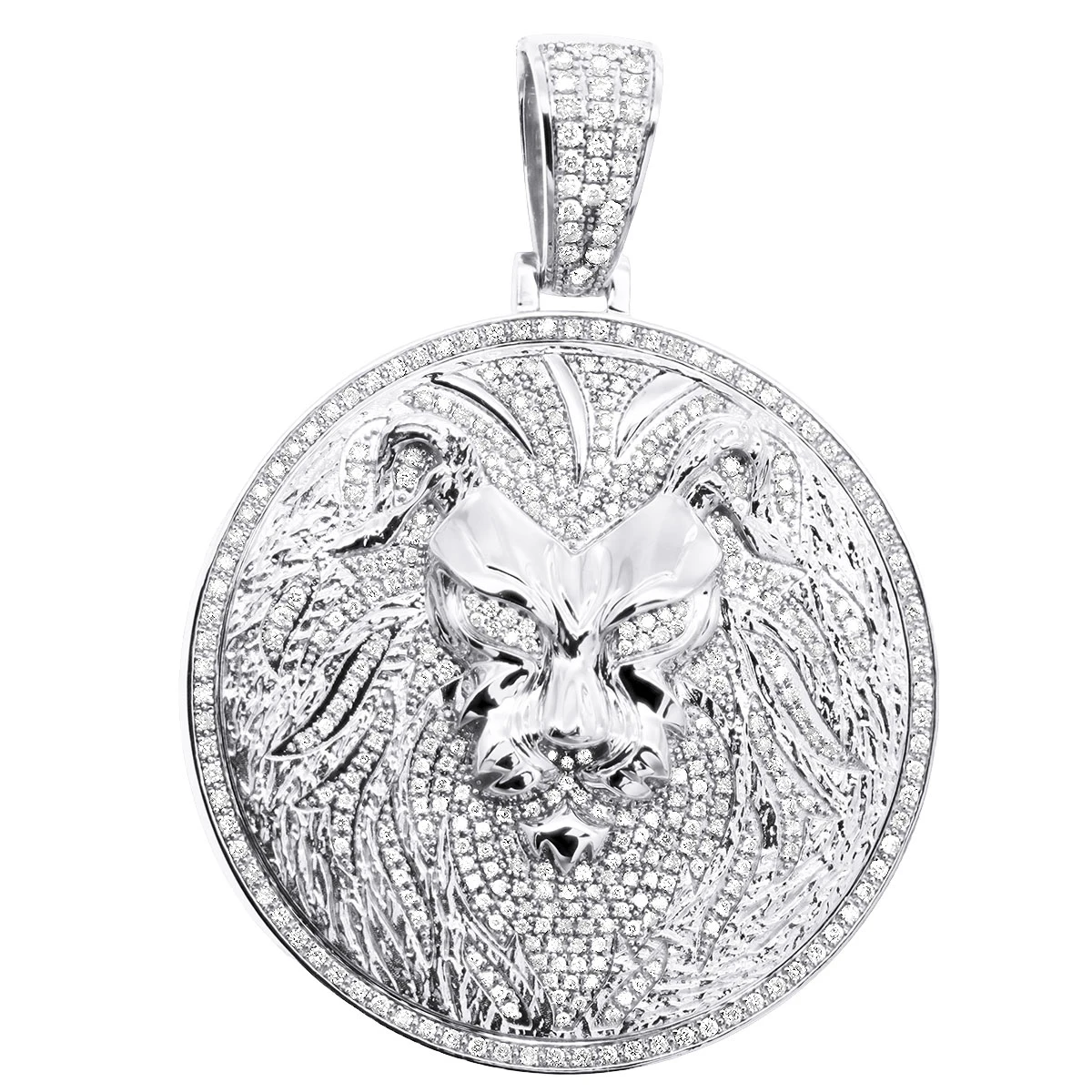 Large 4in Diamond Lion Pendant For Men 14K Yellow Gold Medallion 10 Carats 2 Large 4in Diamond Lion Pendant For Men 14K Yellow Gold Medallion 10 Carats - Image 2