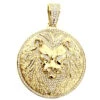 Large 4in Diamond Lion Pendant For Men 14K Yellow Gold Medallion 10 Carats
