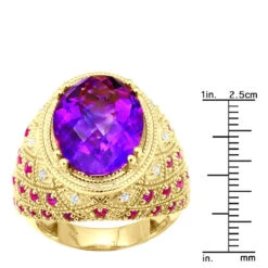 Large Amethyst Cocktail Ring With Diamonds And Pink Sapphires 18K Yellow Gold 15 Large Amethyst Cocktail Ring With Diamonds And Pink Sapphires 18K Yellow Gold -Luxurman large amethyst cocktail ring with diamonds and pink sapphires 18k gold rulerye