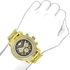Large Diamond Bezel Watch 2.5ct Luxurman Escalade Yellow Gold Plated 7 Large Diamond Bezel Watch 2.5ct Luxurman Escalade Yellow Gold Plated -Luxurman large diamond bezel watch 25ct luxurman escalade yellow gold plated bod