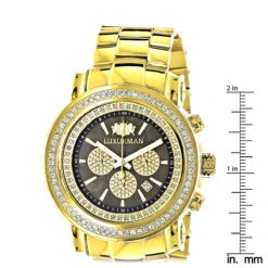 Large Diamond Bezel Watch 2.5ct Luxurman Escalade Yellow Gold Plated 9 Large Diamond Bezel Watch 2.5ct Luxurman Escalade Yellow Gold Plated -Luxurman large diamond bezel watch 25ct luxurman escalade yellow gold plated ruler