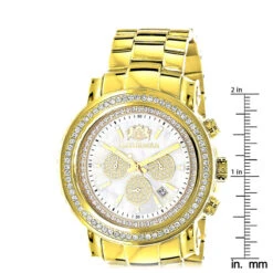 Large Diamond Bezel Watch For Men Yellow Gold Plated 2.5c Luxurman Escalade -Luxurman large diamond bezel watch for men yellow gold plated 25c luxurman escalade ruler