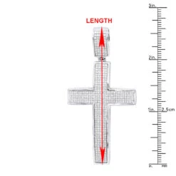 Large Iced Out Diamond Cross Pendant For Men 14K White Gold Side Diamonds -Luxurman large iced out diamond cross pendant for men in 14k gold side diamonds rulerwh