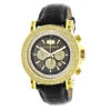 Large Luxurman Men's Watch With Diamonds 0.25ct Yellow Gold Plated Black MOP