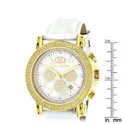 Large Luxurman Men's Watch 0.25ct Diamonds Yellow Gold Plated Escalade With Leather Bands -Luxurman large luxurman mens watch with diamonds 025ct yellow gold plated escalade 1 ruler