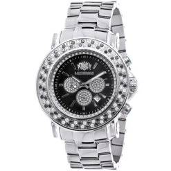 Luxurman Escalade Oversized 4 Carat White & Black Diamond Watch For Men