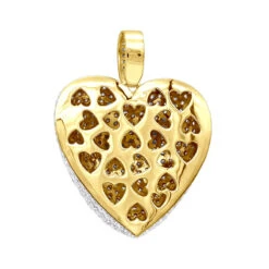 Large Pave Diamond Heart Pendant 10ct 14K White Gold -Luxurman large pave diamond heart pendant 10ct 14k gold backye