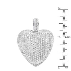 Large Pave Diamond Heart Pendant 10ct 14K White Gold -Luxurman large pave diamond heart pendant 10ct 14k gold rulerwh