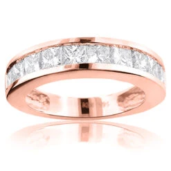 Large Princess Cut Diamond Wedding Band 2.5ct 14K White Gold -Luxurman large princess cut diamond wedding band 25ct 14k gold ro