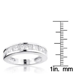 Large Princess Cut Diamond Wedding Band 2.5ct 14K White Gold -Luxurman large princess cut diamond wedding band 25ct 14k gold rulerwh