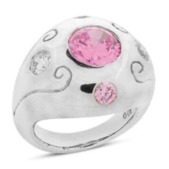 Large Ruby & Diamond Cocktail Ring 14K White Gold 0.60ctd 2.70ctr For Ladies