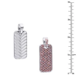 Customizable Red Diamonds Or Rubies Dog Tag Pendant 14K White Gold 2in Large -Luxurman large solid 14k gold red diamonds or rubies dog tag pendant 75ct 000040 r ruler white