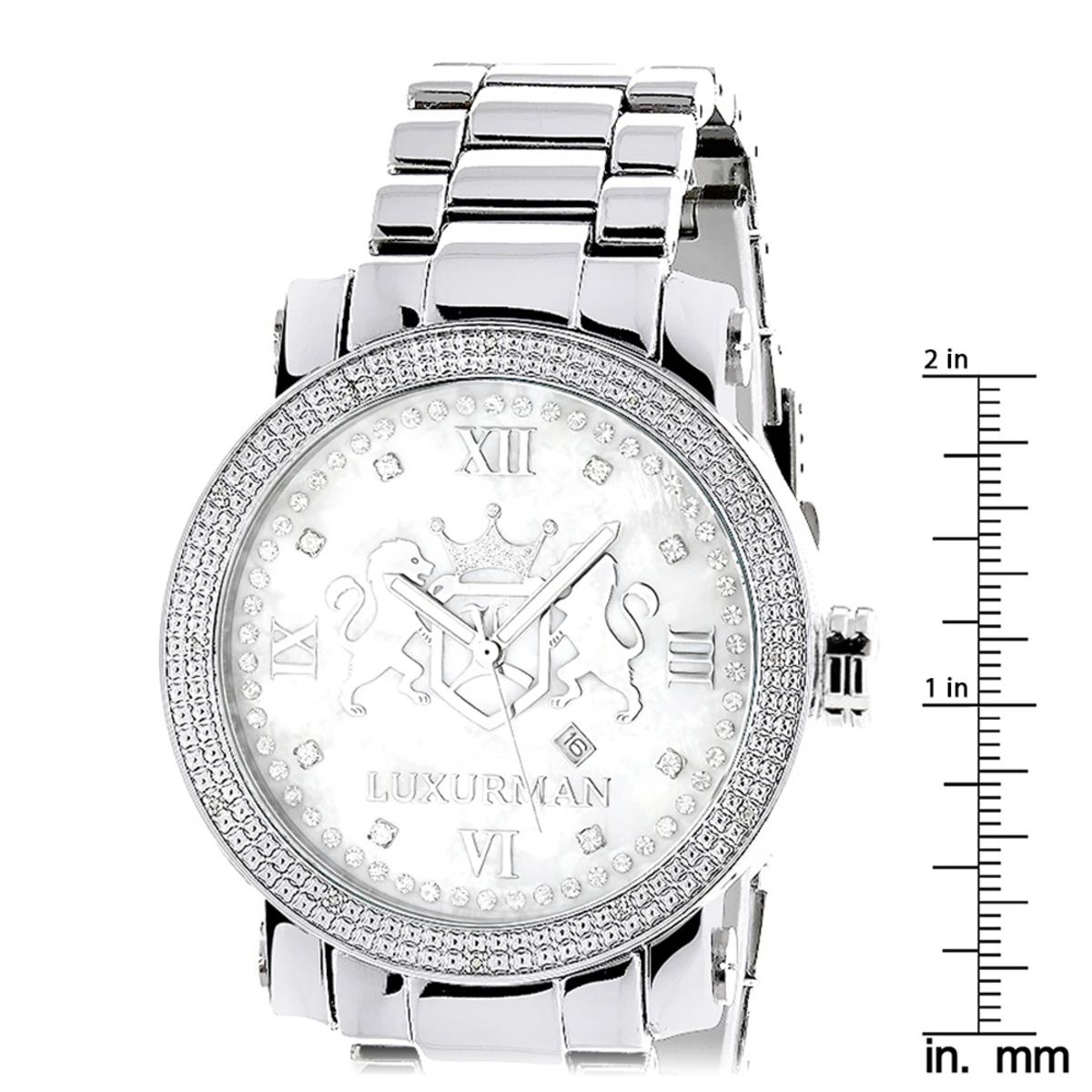Large Diamond Watches For Men 0.12ct Luxurman Phantom White MOP 5 Large Diamond Watches For Men 0.12ct Luxurman Phantom White MOP - Image 5