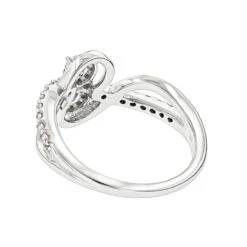 Love And Friendship 14K White Gold 2 Cluster Diamond Ladies Ring 0.35ct -Luxurman love and friendship rings 14k gold 2 cluster diamond ladies ring 035ct backwh